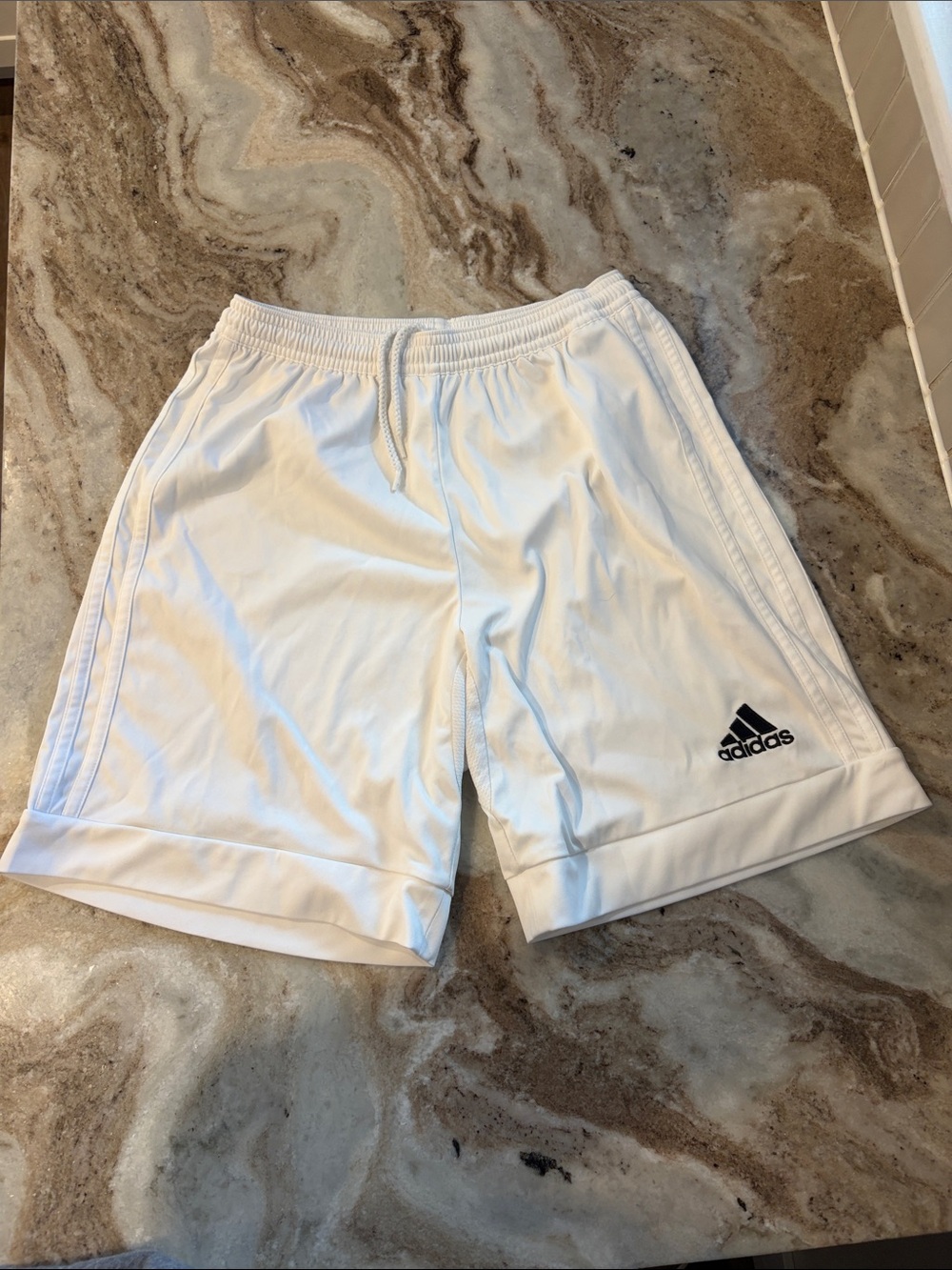 adidas White Athletic Performance Shorts with Black Logo